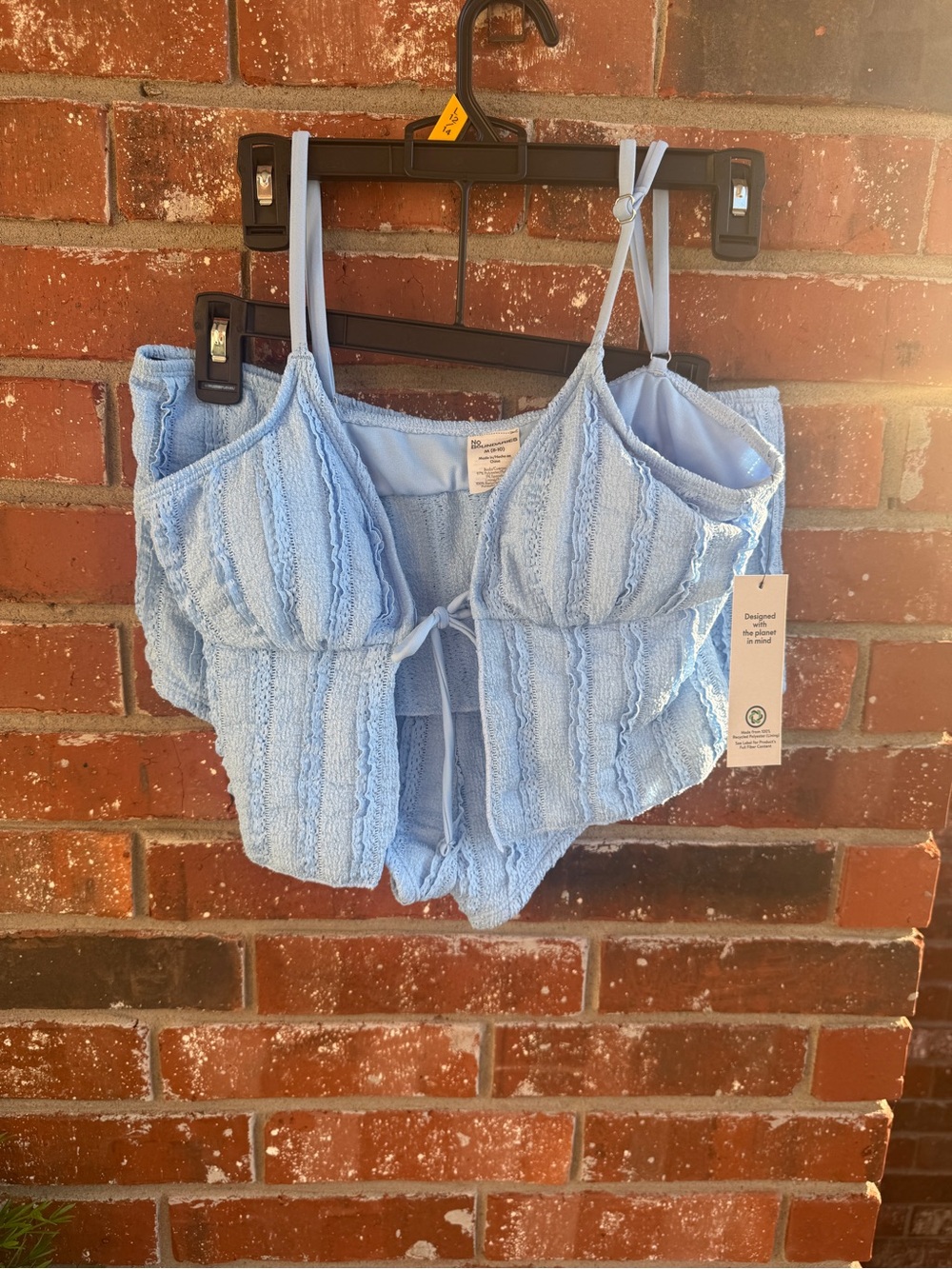 No Boundaries Pastel Blue Textured Tankini Set